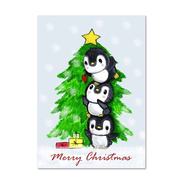 Grußkarte Weihnachten Pinguine Karte Kinder Winter Tiere Weihnachten Christmas
